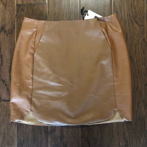 NWT brown faux leather embossed skirt